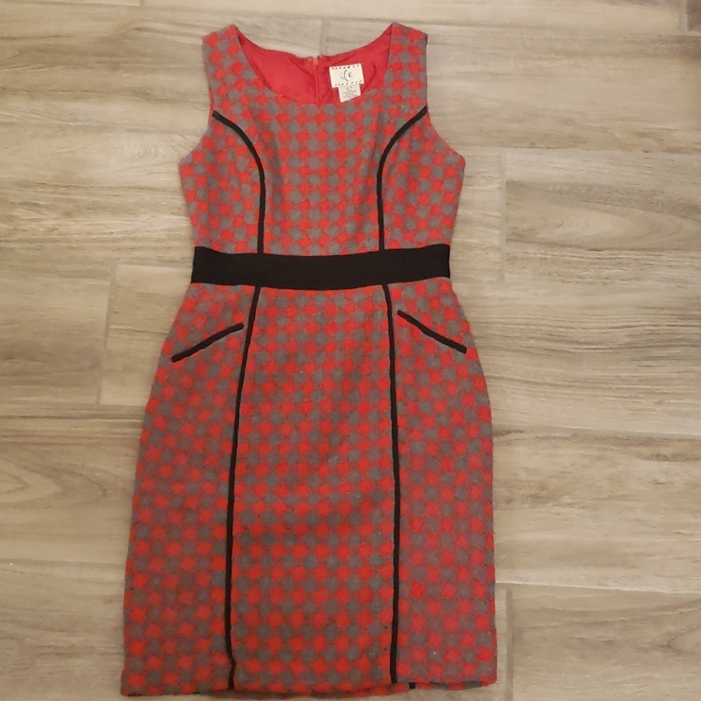 Knitted Red & Grey Dress